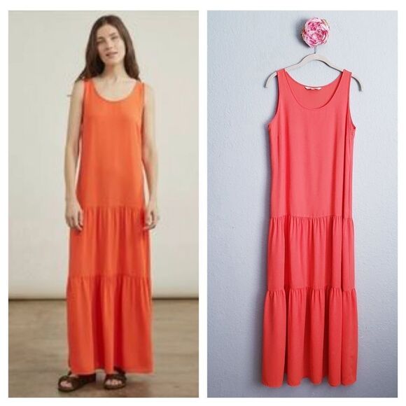 Elizabeth & James Orange Tiered Maxi Dress - Picture 1 of 7